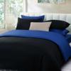 Bedding Empire 8pc Solid Reversible Bedding Set (3pc Duvet Cover Set + 4pc Sheet Set + 1 Bedskirt) 100% Egyptian Cotton 500 TC Queen Size, Solid Black/Blue Color view 3