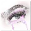 The Oliver Gal Artist Co. Fashion and Glam Wall Art Canvas Prints 'Eyes and Rhinestones Neon Pink' Mascara Home Dcor, 30" x 30", Gray, White view 1
