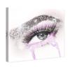 The Oliver Gal Artist Co. Fashion and Glam Wall Art Canvas Prints 'Eyes and Rhinestones Neon Pink' Mascara Home Dcor, 30" x 30", Gray, White view 2