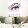 The Oliver Gal Artist Co. Fashion and Glam Wall Art Canvas Prints 'Eyes and Rhinestones Neon Pink' Mascara Home Dcor, 30" x 30", Gray, White view 3