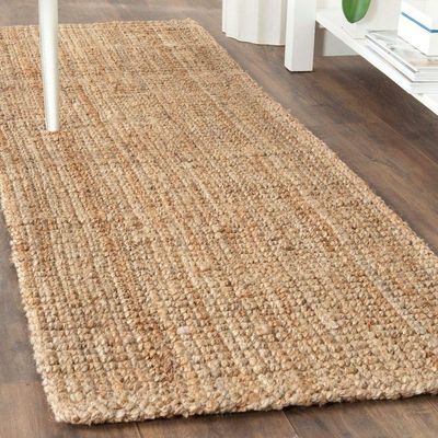 2'3" X 9' Runner Handmade Natural Fiber Jute Rug, Beautiful Casual Nautical Look Carefully Crafted Texture Rich Soft Underfoot Remarkably Decorative Chic Pattern Khaki Beige Indoor Decor Coastal Rug