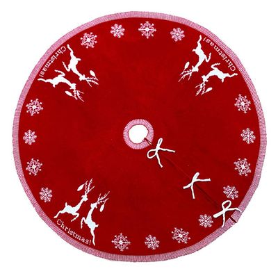 Clispeed Knitting Acrylic Carpet Christmas Tree Skirt Xmas Tree Bottom Cover Home Decoration (Red, 95cm)