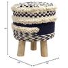 Pasargad Home Grandcanyon Premium Cotton & 3 Wood Legs Pouf, Cotton Pouf, Hand Woven Top - Sitting, Foot Stool - Round Poufs for Living Room - Luxury Room Decor, 13" x 13" x 17"H, Navy/Beige view 3