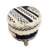 Pasargad Home Grandcanyon Premium Cotton & 3 Wood Legs Pouf, Cotton Pouf, Hand Woven Top - Sitting, Foot Stool - Round Poufs for Living Room - Luxury Room Decor, 13" x 13" x 17"H, Navy/Beige view 4