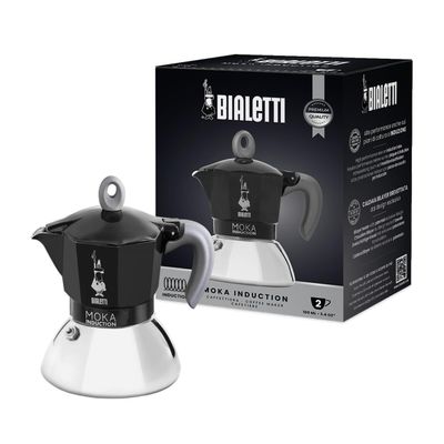 Bialetti - Moka Induction, Moka Pot, Suitable for all Types of Hobs, 2 Cups Espresso (2.8 Oz), 90 milliliters,Black