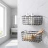 2 Set Adhesive Hanging Wall Basket Inside Cabinet Door Organizer,Wall Storage Basket-No Drilling Adhesive wall Basket for Cupboard Door,Space-Saving Small Hanging Baskets for Wall Mount Storage,Black view 3