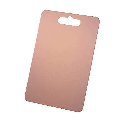 Baikai Kitchen Cutting Board, Stainless Steel Rose Gold Durable Chopping Board, Butcher Block Board with Easy Grip Handle for Meat, Fruit, Vegatable, Cheese (14 x 10 inch)
