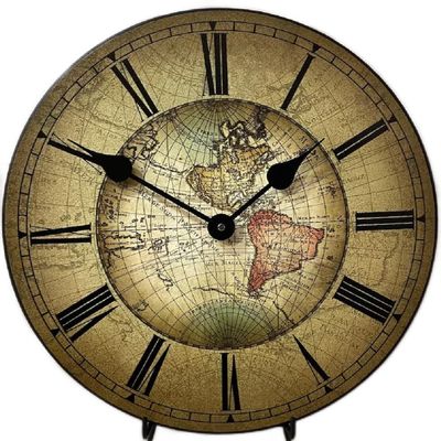1596 World Map Wall Clock | Ultra Quiet Quartz Mechanism | Hand Made in USA Beautiful Crisp Lasting Color | Comes in 8 Sizes | 15 Inch
