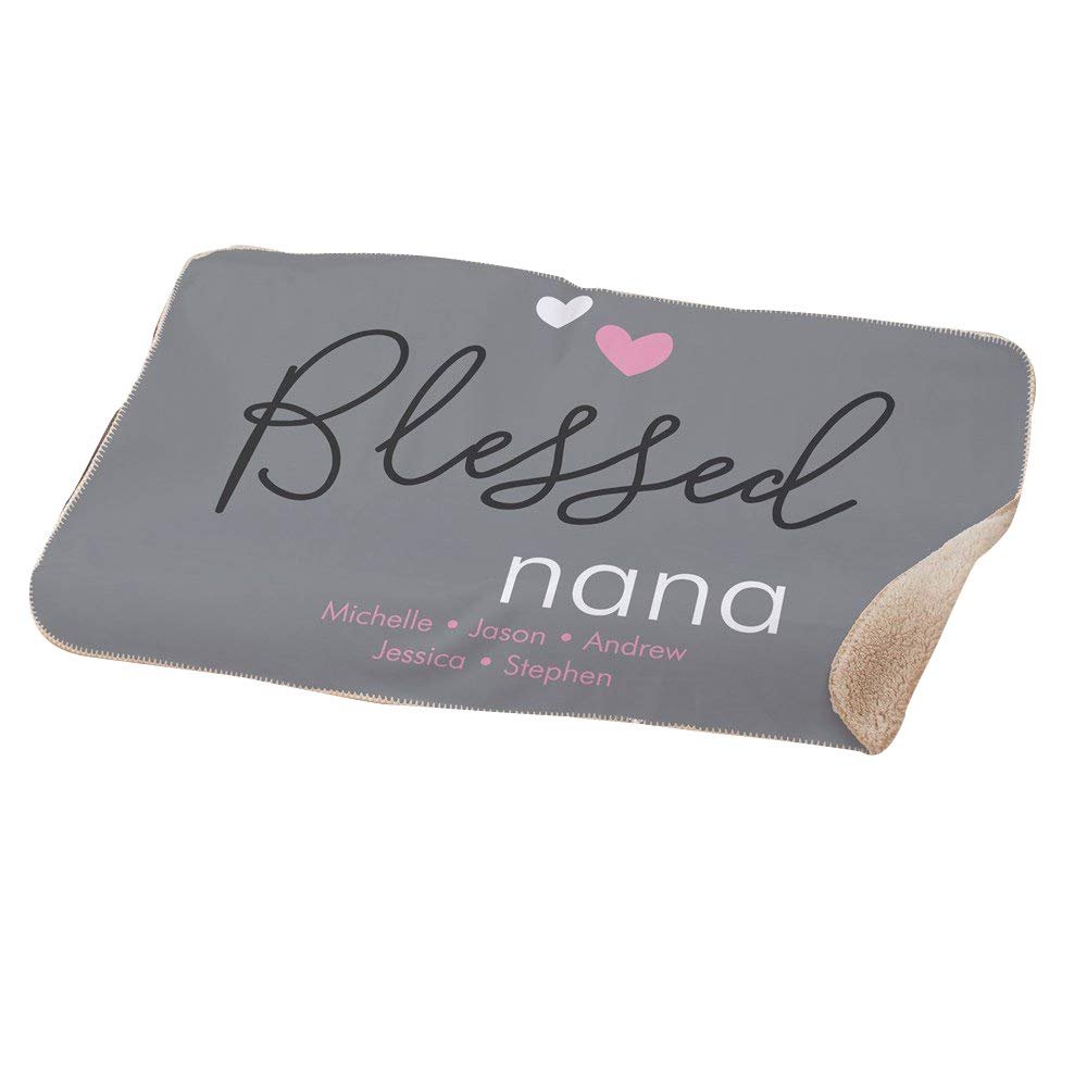Personalized Blessed 50x60 Sherpa Blanket, Gift for Mom, Birthday Gift for Grandma, Custom Throw Blanket
