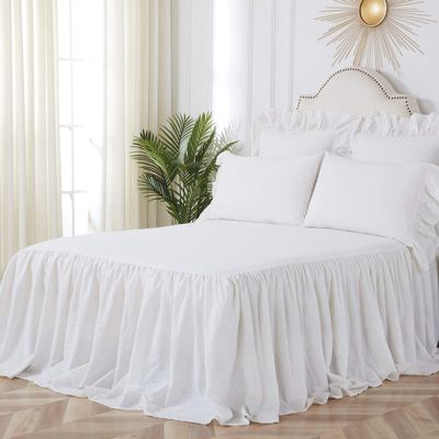 C&F Home Ruffled King Bedspread White King White