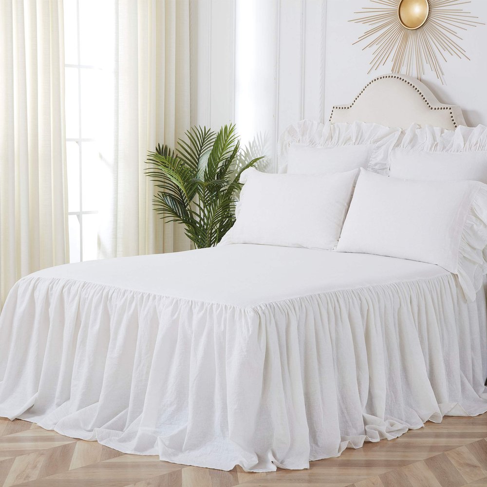 C&F Home Ruffled King Bedspread White King White
