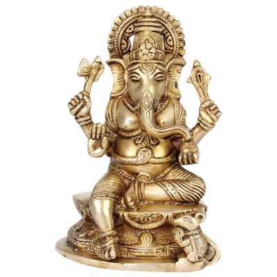 Brass Ganesha Bhagwan Statue in Blessing Posture Ganesh Idol Ganpati Murti for Home Entrance Decor Diwali Festival Gift Success Good Luck