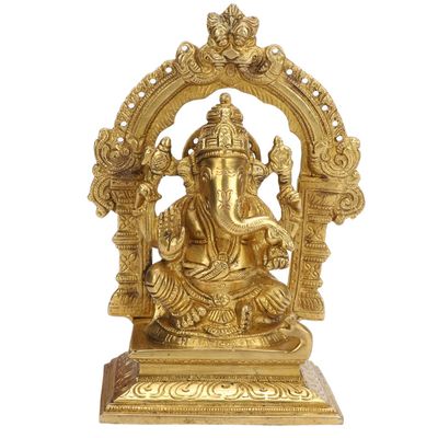 Brass Metal Ganesh Bhagwan Idol Sitting Posture Ganesha Statue Ganpati Murti for Home Entrance Dcor Diwali Marriage Gift Vastu Decoration