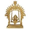 Brass Antique Ganesh Jhula Idol Ganesha Swing Statue Ganpati Bappa Jhoola Murti for Home Entrance Decor with Kirtimukha at 10.5 Inch view 1