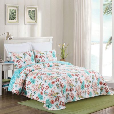 C&F Home Chandler Cove Twin Bedspread 100% Cotton Lightweight Machine Washable Reversible Bedspread Coverlet Twin Blue
