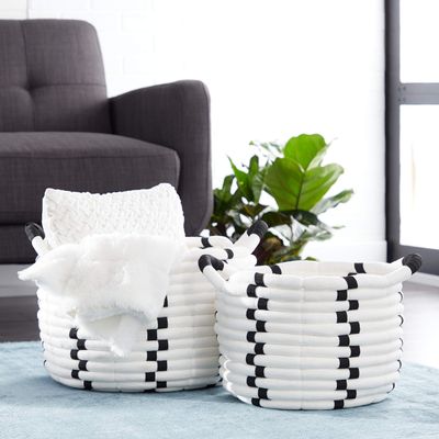 Deco 79 Storage Baskets, Medium, White