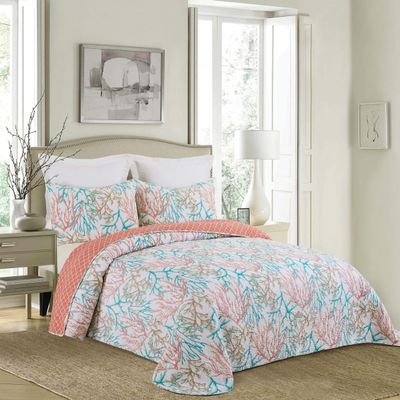 C&F Home Oceanaire Seafoam Twin Bedspread 100% Cotton Lightweight Machine Washable Reversible Bedspread Coverlet Twin Seafoam