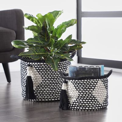 Deco 79 Storage Basket, S/2 11", 9" H, Black