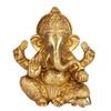 Brass Lord Ganesha Idol for Gift Ganpati Statue Puja Home Office Decoration Murti Sitting in Squat Position Mooshak Golden Finish 6.5 Inch view 1