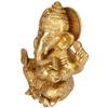 Brass Lord Ganesha Idol for Gift Ganpati Statue Puja Home Office Decoration Murti Sitting in Squat Position Mooshak Golden Finish 6.5 Inch view 3