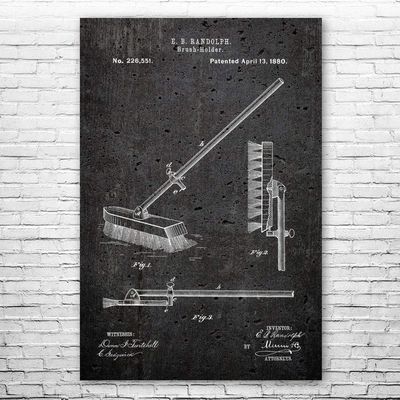 Push Broom Poster Print, Broom Closet Art, Grounds Keeper, Custodian Gifts, Laundry Room Art, School Janitor Dark Concrete (24 inch x 36 inch)
