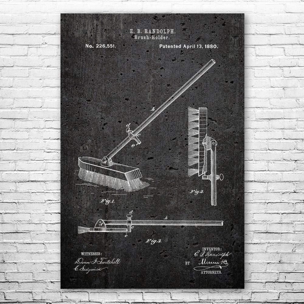 Push Broom Poster Print, Broom Closet Art, Grounds Keeper, Custodian Gifts, Laundry Room Art, School Janitor Dark Concrete (24 inch x 36 inch)