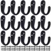 IBosins 15PCS Coat Hooks Wall Mounted Single Prong Robe Hook for Hanging Towel Hooks with 30 Screws for Bags, Hat, Cap, Scarf, Cup (Black) view 2