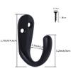 IBosins 15PCS Coat Hooks Wall Mounted Single Prong Robe Hook for Hanging Towel Hooks with 30 Screws for Bags, Hat, Cap, Scarf, Cup (Black) view 3