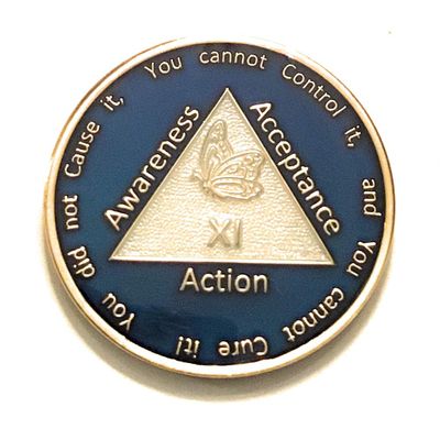 Recovery Line 11 Year Al-Anon Blue Butterfly Anniversary Medallion, Chip, Token, Coin