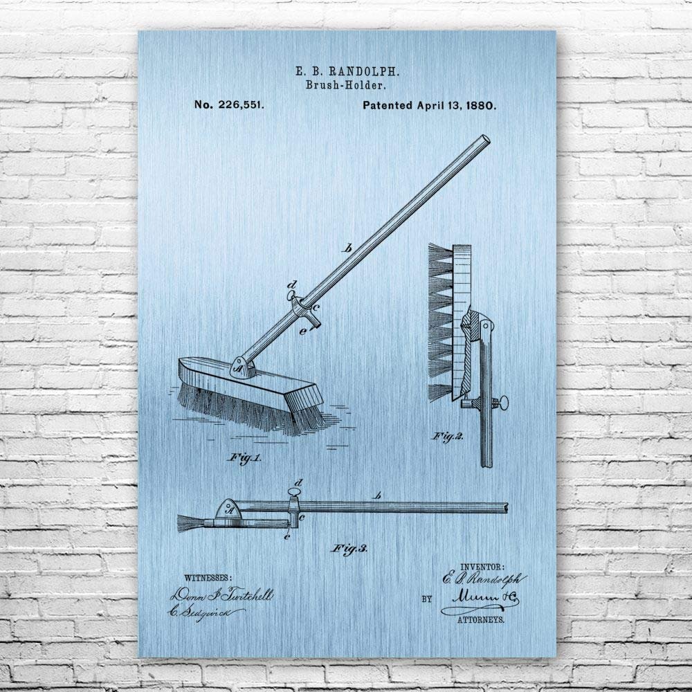 Push Broom Poster Print, Broom Closet Art, Grounds Keeper, Custodian Gifts, Laundry Room Art, School Janitor Blue Steel (24 inch x 36 inch)