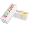 NPLUX Macaron Boxes, 25 Pack White Dessert Boxes with Clear Window and Ribbon, 7.2 x 2.1 x 1.9 In, Fits 5 to 7 Macarons, Bakery Packaging Boxes for Gifts, Cookies, Graduation Gifts Party Favors view 1