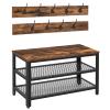 HOOBRO Hall Tree Entryway Storage Bench, Coat Rack Shoe Bench, Shoe Rack Organizer with Coat Hooks, 3-in-1 Design, Wooden Furniture with Metal Frame, Rustic Brown and Black BF17MT01 view 1