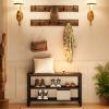 HOOBRO Hall Tree Entryway Storage Bench, Coat Rack Shoe Bench, Shoe Rack Organizer with Coat Hooks, 3-in-1 Design, Wooden Furniture with Metal Frame, Rustic Brown and Black BF17MT01 view 3