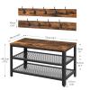 HOOBRO Hall Tree Entryway Storage Bench, Coat Rack Shoe Bench, Shoe Rack Organizer with Coat Hooks, 3-in-1 Design, Wooden Furniture with Metal Frame, Rustic Brown and Black BF17MT01 view 4