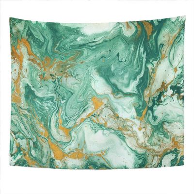 Suklly Tapestry Wall Hanging Polyester Abstract Golden Dark Green Home Decor Living Room Bedroom Dorm 50 X 60 Inches Rectangle Picnic Mat Beach Towel