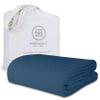 Threadmill Luxury Cotton Blankets for Twin Size Bed | All-Season 100% Cotton Twin Blanket for Bed | Herringbone Soft & Cozy Fall Thermal Blanket, 350GSM, 68x92 inches | Folkstone Blue view 1