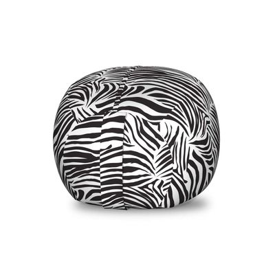 Ambesonne Zebra Print Storage Toy Bag Chair, Striped Zebra Animal Print Nature Wildlife Inspired Simplistic Illustration, Stuffed Animal Organizer Washable Bag, Small Size, White Charcoal