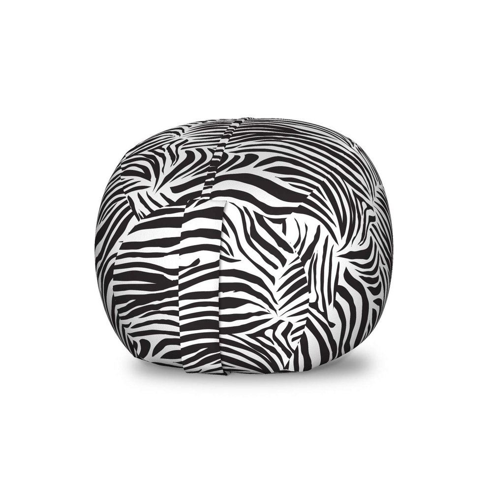 Ambesonne Zebra Print Storage Toy Bag Chair, Striped Zebra Animal Print Nature Wildlife Inspired Simplistic Illustration, Stuffed Animal Organizer Washable Bag, Small Size, White Charcoal