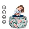 Ambesonne Botanical Storage Toy Bag Chair, Arrangement of Flowers Blooming Garden Art, Stuffed Animal Organizer Washable Bag, Large Size, Teal Coral view 2