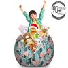 Ambesonne Botanical Storage Toy Bag Chair, Arrangement of Flowers Blooming Garden Art, Stuffed Animal Organizer Washable Bag, Large Size, Teal Coral view 3