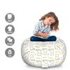 Ambesonne Cat Storage Toy Bag Chair, Cursive Meow with Upside Down Kittens Mini Paws, Stuffed Animal Organizer Washable Bag, Large Size, Mustard White view 2