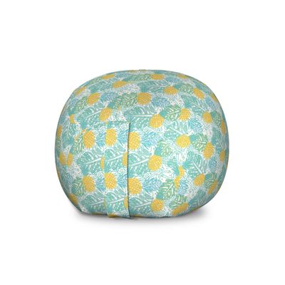 Ambesonne Luau Storage Toy Bag Chair, Summer Season Layout of Repeating Leaves and Pineapples Silhouettes, Stuffed Animal Organizer Washable Bag, Large Size, Yellow Seafoam