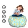 Ambesonne Luau Storage Toy Bag Chair, Summer Season Layout of Repeating Leaves and Pineapples Silhouettes, Stuffed Animal Organizer Washable Bag, Large Size, Yellow Seafoam view 2