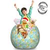 Ambesonne Luau Storage Toy Bag Chair, Summer Season Layout of Repeating Leaves and Pineapples Silhouettes, Stuffed Animal Organizer Washable Bag, Large Size, Yellow Seafoam view 3