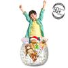 Ambesonne Cat Storage Toy Bag Chair, Cursive Meow with Upside Down Kittens Mini Paws, Stuffed Animal Organizer Washable Bag, Small Size, Mustard White view 3