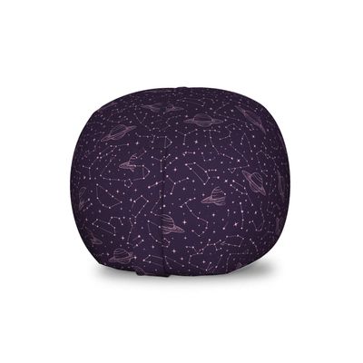 Ambesonne Galaxy Storage Toy Bag Chair, Zodiac Constellations Along Planets Saturn Cosmic Space Libra Taurus Astronomy, Stuffed Animal Organizer Washable Bag, Small Size, Plum Pink