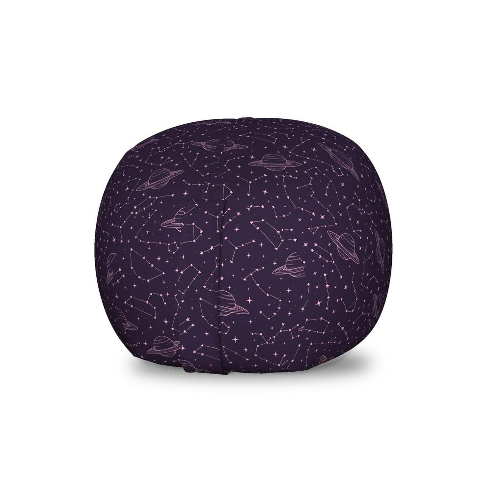 Ambesonne Galaxy Storage Toy Bag Chair, Zodiac Constellations Along Planets Saturn Cosmic Space Libra Taurus Astronomy, Stuffed Animal Organizer Washable Bag, Small Size, Plum Pink