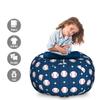 Ambesonne Sports Storage Toy Bag Chair, Baseball Patterns on Vertical Striped Background Stars Design, Stuffed Animal Organizer Washable Bag, Large Size, Blue Red view 2