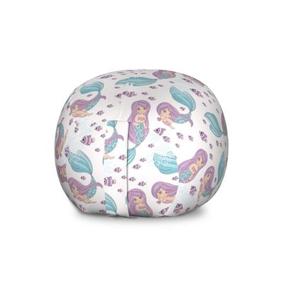 Ambesonne Mermaid Storage Toy Bag Chair, Underwater Fantasy Merlady Swimming Exotic Cartoon Design Funny Art, Stuffed Animal Organizer Washable Bag, Large Size, Lilac Pale Blue and White