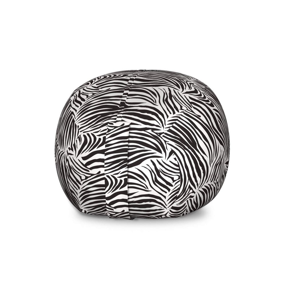 Ambesonne Zebra Print Storage Toy Bag Chair, Striped Zebra Animal Print Nature Wildlife Inspired Simplistic Illustration, Stuffed Animal Organizer Washable Bag, Large Size, White Charcoal